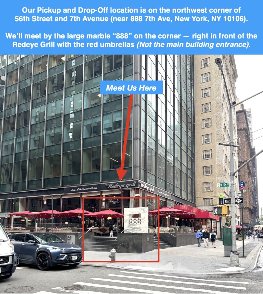 Your NYC Guide – Pickup & Drop-off location Your NYC Guide Pickup & Drop-Off location for NYC Pedicab Tours