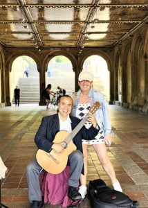 Carlos, a classical guitarist, performing in Bethesda Arcade